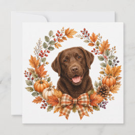 Tarjeta Pequeña Labrador Chocolate Otoño