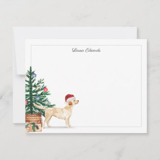 Tarjeta Pequeña Labrador Retriever Amarillo árbol de Navidad Fiest