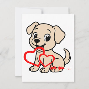 Tarjeta Pequeña Labrador Retriever Amarillo San Valentín Dibujos A