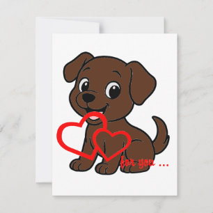 Tarjeta Pequeña Labrador Retriever Chocolate San Valentín Dibujo A