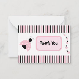 Tarjeta Pequeña Ladybug En Rosa Gracias