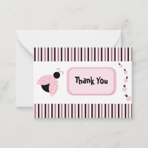 Tarjeta Pequeña Ladybug En Rosa Gracias