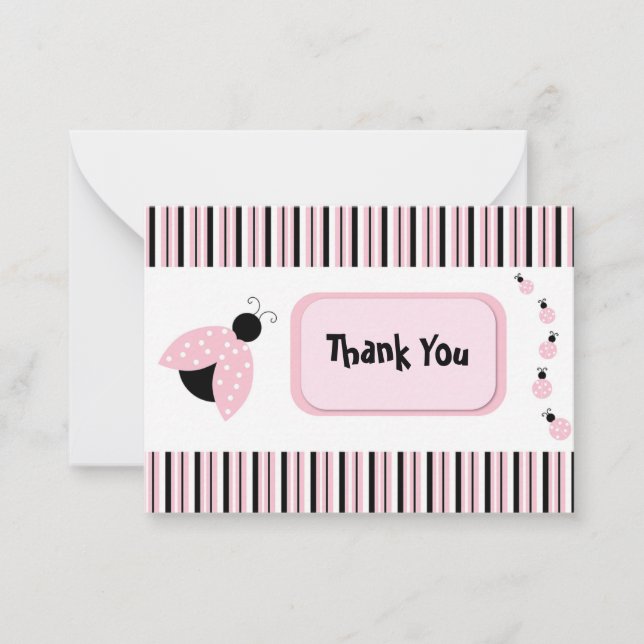 Tarjeta Pequeña Ladybug En Rosa Gracias (Anverso)