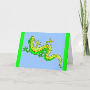 Tarjeta pequeña lagartija verde
