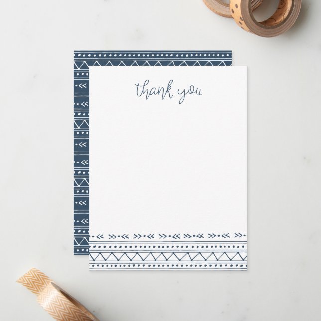 Tarjeta Pequeña Lake Blue Modern Boho Gracias (Anverso/Reverso In Situ)