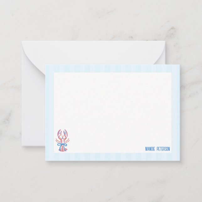 Tarjeta Pequeña Langosta adorable dibujada a mano (Anverso)