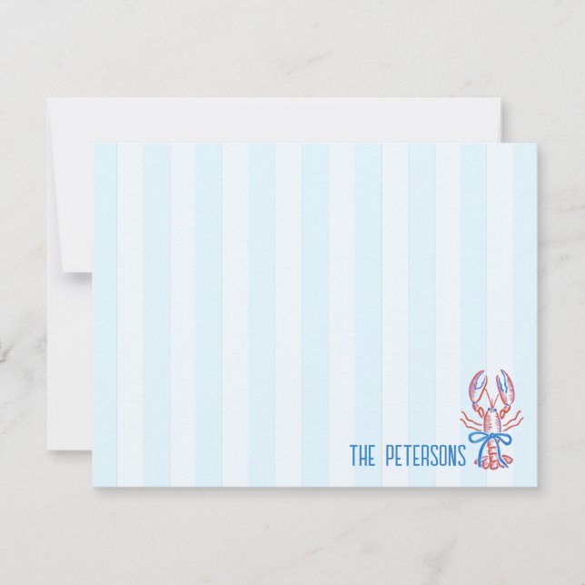Tarjeta Pequeña Langosta Dibujada a Mano Costera Adorable (Anverso)