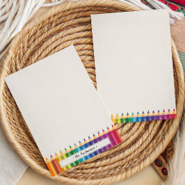 Tarjeta Pequeña Lápices Coloridos con Nombre Personalizado para Ma