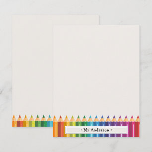 Tarjeta Pequeña Lápices Coloridos con Nombre Personalizado para Ma