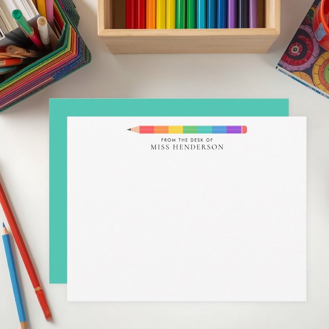 Tarjeta Pequeña Lápiz Arcoíris Moderno Personalizado para Maestros (Subido por el creador)