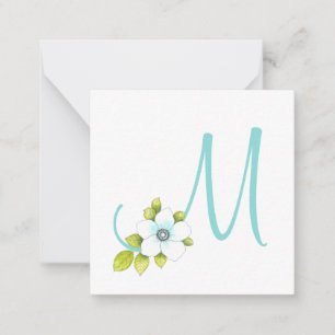 Tarjeta Pequeña Lápiz de color anémico blanco y flor acuarela