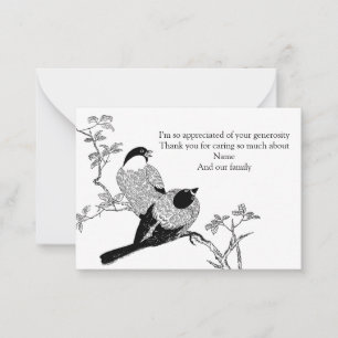 Tarjeta Pequeña Las Aves En Las Ramas Gracias Cartas