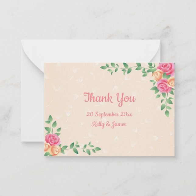 Tarjeta Pequeña Las Hermosas Flores De Rosas Gracias (Anverso)