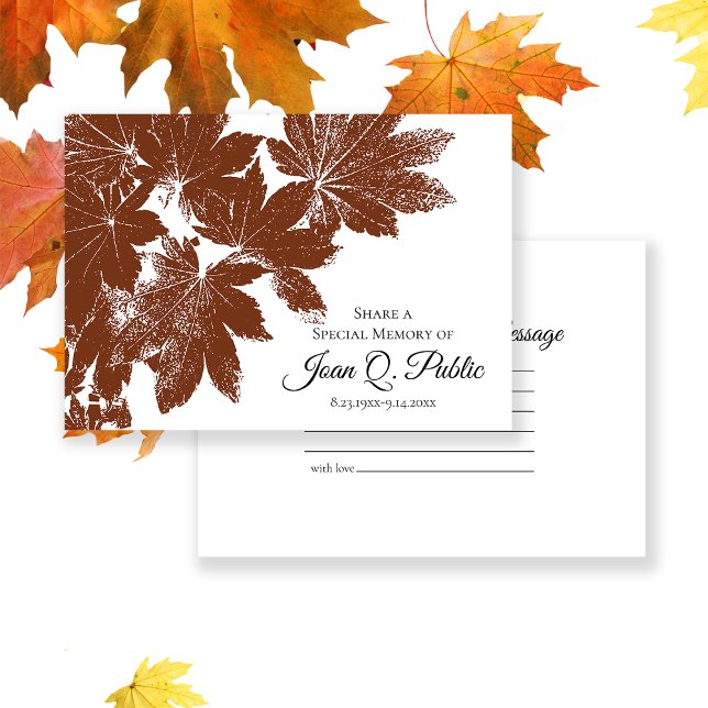 Tarjeta Pequeña Las hojas de otoño marrones comparten un funeral d (Subido por el creador)