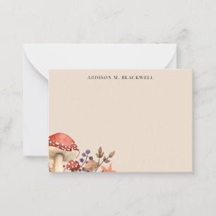 Tarjeta Pequeña Las hojas de otoño y los hongos personalizados