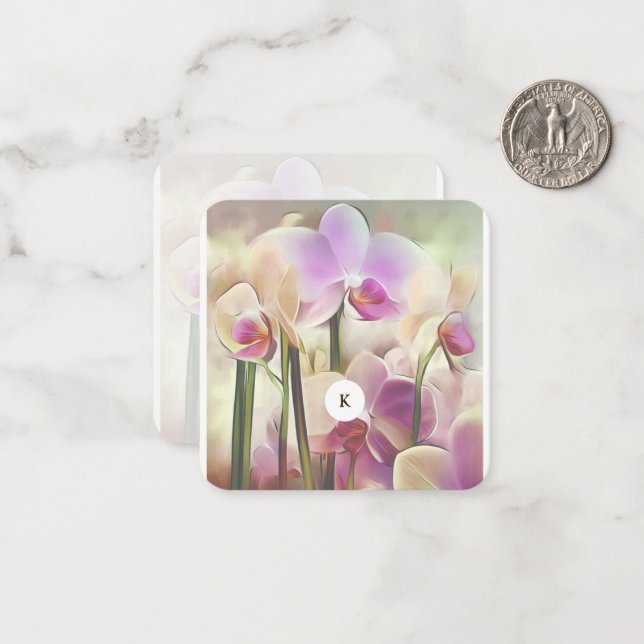 Tarjeta Pequeña Las orquídeas modernas y elegantes | Añade tu inic (Anverso/Reverso In Situ)