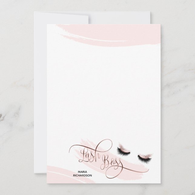 Tarjeta Pequeña Lash Boss Makeup Eyebrow Ojos Lazas Rosa Oro (Anverso)