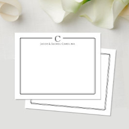 Tarjeta Pequeña Last Name Initial Newlywed Stationery Note Card