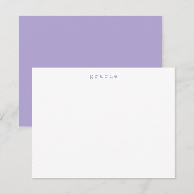 Tarjeta Pequeña Lavanda de nombre personalizado de máquina de escr (Anverso / Reverso)