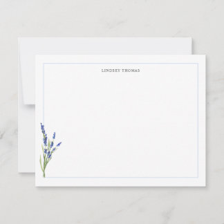 Tarjeta Pequeña Lavender Floral Border Personalized Stationery