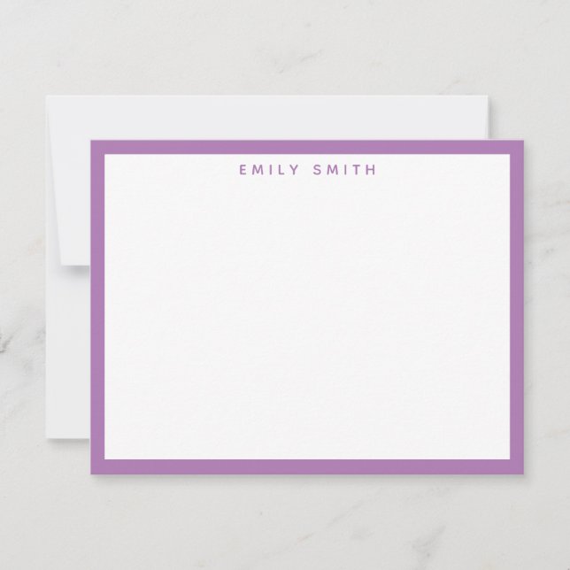 Tarjeta Pequeña Lavender Purple Simple Moderno Note Card (Anverso)