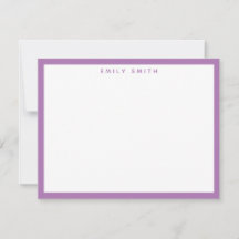 Lavender Purple Simple Moderno Note Card