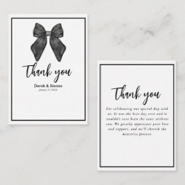 Tarjeta Pequeña Lazo de cinta clásico boda en blanco y negro