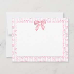 Tarjeta Pequeña Lazo de cinta rosa lindo I Rayado pastel con lunar
