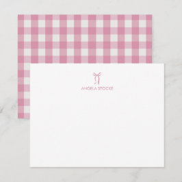 Tarjeta Pequeña Lazo de cuadros rosa personalizado