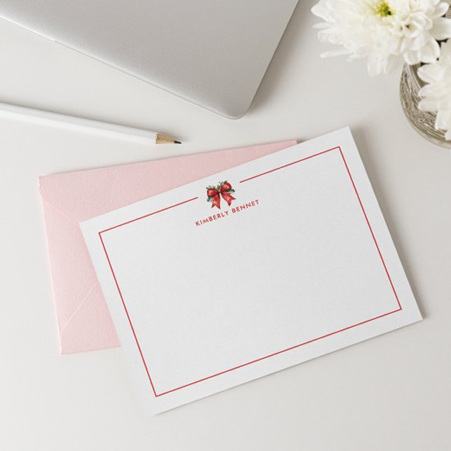 TARJETA PEQUEÑA LAZO DE NAVIDAD ROJO COQUETTE MUÉRDAGO PERSONALIZA (Subido por el creador)