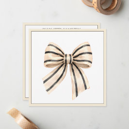 Tarjeta Pequeña Lazo de Raya Negra y Crema Elegante