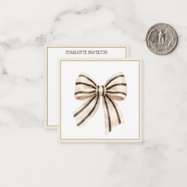 Tarjeta Pequeña Lazo de Raya Negra y Crema Elegante