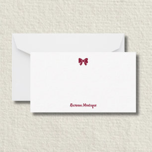 Tarjeta Pequeña Lazo decorativo burgundy elegante nombre escrito a