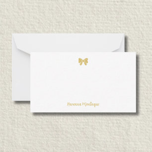 Tarjeta Pequeña Lazo decorativo dorado elegante con nombre escrito