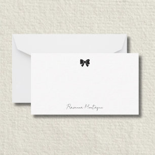 Tarjeta Pequeña Lazo decorativo negro elegante con nombre escrito 