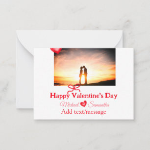 Tarjeta Pequeña lazo rojo día de san valentín añadir foto nombre c