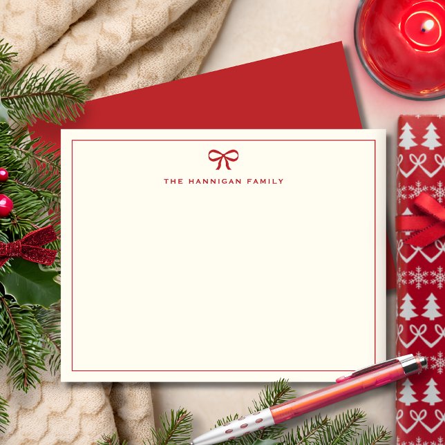 Tarjeta Pequeña Lazo Rojo Elegante con Apellido de Familia Persona (Subido por el creador)