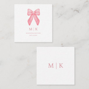 Tarjeta Pequeña Lazo rosa caprichoso Doodle   Boda