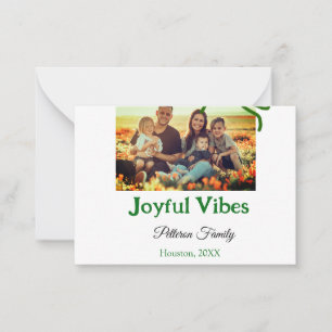 Tarjeta Pequeña Lazo verde vibraciones alegres añadir nombre de fo