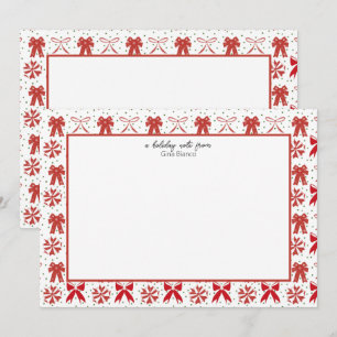 Tarjeta Pequeña Lazos de Navidad rojos y blancos