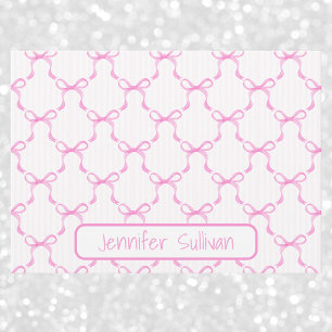 Tarjeta Pequeña Lazos rosados Coquette rayados elegantes personali