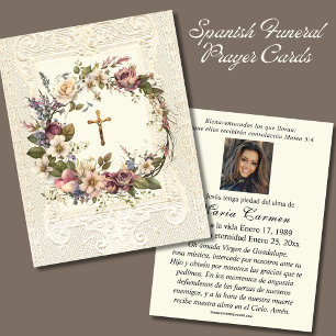 Tarjeta Pequeña Lealtad floral funeraria crucifijo religiosa