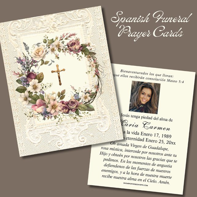 Tarjeta Pequeña Lealtad floral funeraria crucifijo religiosa (Subido por el creador)