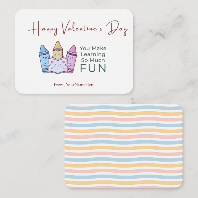 Tarjeta Pequeña Learning Is Fun Teacher Valentine Card (Anverso / Reverso)