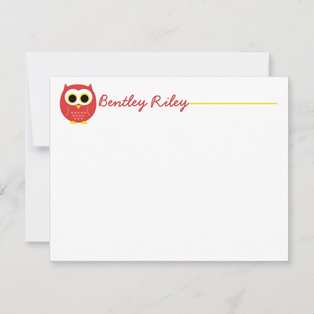 Tarjeta Pequeña Lechuza Roja Notecard (Anverso)