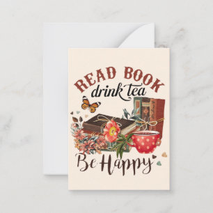 Tarjeta Pequeña Leer libros, beber té y ser feliz