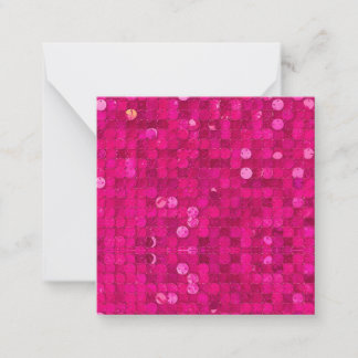 Tarjeta Pequeña Lentejuela Rosa Caliente