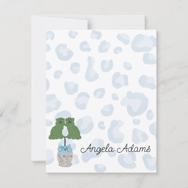 Tarjeta Pequeña Leopard Staffordshire Dogs Topiary Note Card (Anverso)