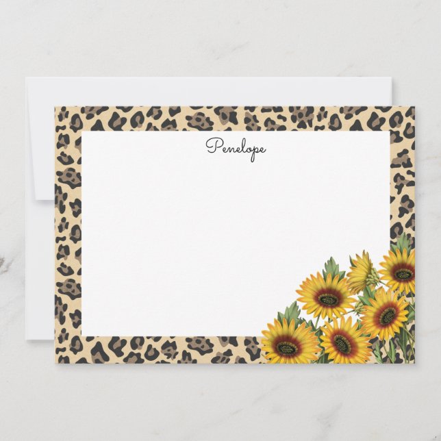Tarjeta Pequeña Leopardo y girasoles (Anverso)