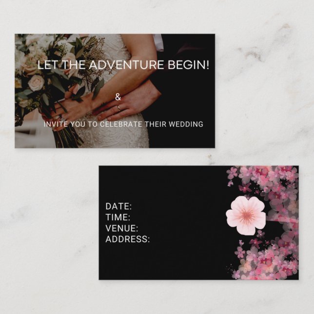 Tarjeta Pequeña Let the Adventure Begin - Wedding invitation (Anverso / Reverso)